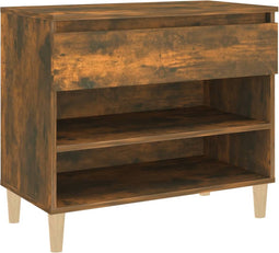 vidaXL - Schoenenkast - 70x36x60 - cm - bewerkt - hout - gerookt - eikenkleurig