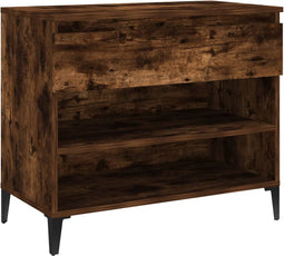 vidaXL - Schoenenkast - 70x36x60 - cm - bewerkt - hout - gerookt - eikenkleurig