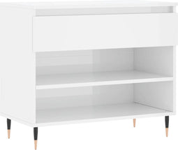 vidaXL - Schoenenkast - 70x36x60 - cm - bewerkt - hout - hoogglans - wit