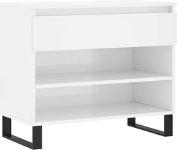 vidaXL - Schoenenkast - 70x36x60 - cm - bewerkt - hout - hoogglans - wit