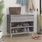 vidaXL - Schoenenkast - 70x36x60 - cm - bewerkt - hout - hoogglans - wit