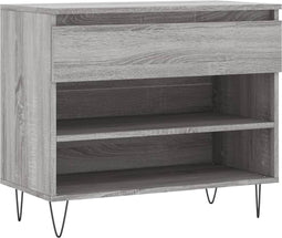 vidaXL - Schoenenkast - 70x36x60 - cm - bewerkt - hout - sonoma - grijs
