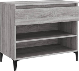 vidaXL - Schoenenkast - 70x36x60 - cm - bewerkt - hout - sonoma - grijs