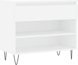 vidaXL - Schoenenkast - 70x36x60 - cm - bewerkt - hout - wit