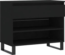 vidaXL - Schoenenkast - 70x36x60 - cm - bewerkt - hout - zwart