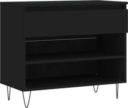 vidaXL - Schoenenkast - 70x36x60 - cm - bewerkt - hout - zwart