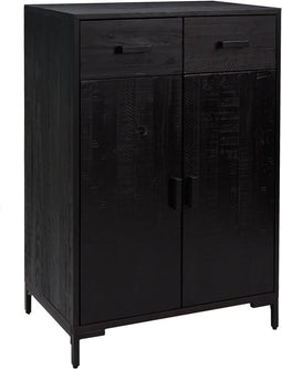 vidaXL - Schoenenkast - 75x40x110 - cm - massief - grenenhout - zwart