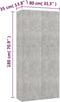vidaXL - Schoenenkast - 80x35,5x180 - cm - bewerkt - hout - betongrijs