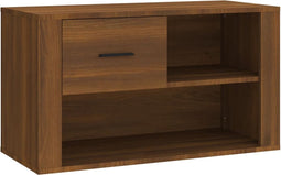 vidaXL - Schoenenkast - 80x35x45 - cm - bewerkt - hout - bruin - eikenkleur