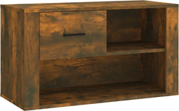 vidaXL - Schoenenkast - 80x35x45 - cm - bewerkt - hout - gerookt - eikenkleurig