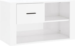 vidaXL - Schoenenkast - 80x35x45 - cm - bewerkt - hout - hoogglans - wit