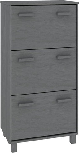 vidaXL - Schoenenkast - HAMAR - 59,5x35x117 - cm - grenenhout - donkergrijs