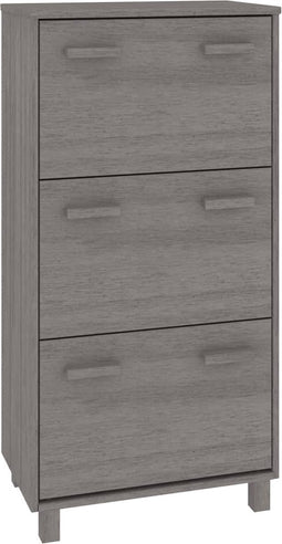 vidaXL - Schoenenkast - HAMAR - 59,5x35x117 - cm - massief - grenenhout - lichtgrijs