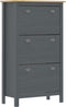 vidaXL - Schoenenkast - Hill - 72x35x124 - cm - massief - grenenhout - grijs