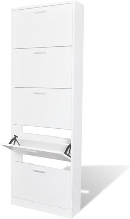 vidaXL - Schoenenkast - hout - met - 5 - opbergvakken - wit