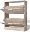 vidaXL - Schoenenkast - met - 2 - vakken - eiken-look - hout