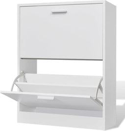 vidaXL - Schoenenkast - met - 2 - vakken - hout - wit