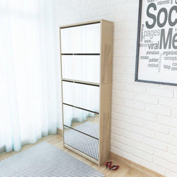 vidaXL - Schoenenkast - met - 5 - spiegels - 63x17x169,5 - cm - eikenhout