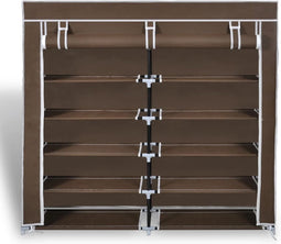 vidaXL - Schoenenkast - met - hoes - 115x28x110 - stof - bruin