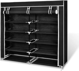 vidaXL - Schoenenkast - met - hoes - 115x28x110 - stof - zwart