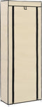 vidaXL - Schoenenkast - met - hoes - 57x29x162 - cm - stof - crème