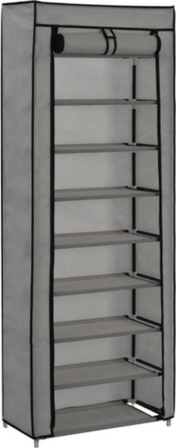 vidaXL - Schoenenkast - met - hoes - 57x29x162 - cm - stof - grijs