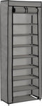 vidaXL - Schoenenkast - met - hoes - 57x29x162 - cm - stof - grijs