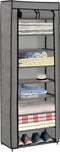 vidaXL - Schoenenkast - met - hoes - 57x29x162 - cm - stof - grijs