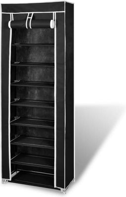 vidaXL - Schoenenkast - met - hoes - 57x29x162 - stof - zwart