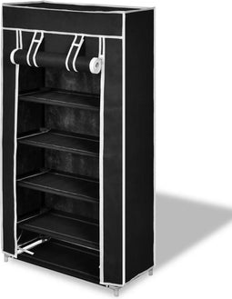 vidaXL - Schoenenkast - met - hoes - 58x28x106 - stof - zwart