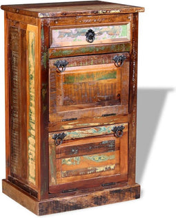 vidaXL - Schoenenkast - met - lade - 4-laags - massief - gerecycled - hout