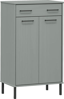 vidaXL - Schoenenkast - met - metalen - poten - OSLO - massief - grenenhout - grijs