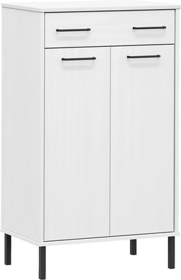 vidaXL - Schoenenkast - met - metalen - poten - OSLO - massief - grenenhout - wit
