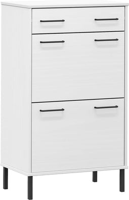 vidaXL - Schoenenkast - met - metalen - poten - OSLO - massief - grenenhout - wit