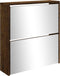 vidaXL - Schoenenkast - met - spiegel - 2-laags - 63x17x67 - cm - gerookt - eiken
