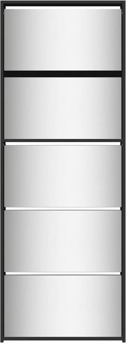 vidaXL Schoenenkast met spiegel 5-laags 63x17x169,5 cm zwart