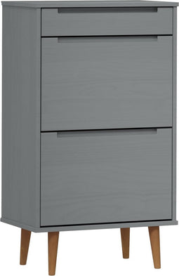 vidaXL - Schoenenkast - MOLDE - 59,5x35x103 - cm - massief - grenenhout - grijs