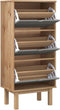 vidaXL - Schoenenkast - OTTA - 3 - lades - massief - grenenhout - bruin - en - grijs