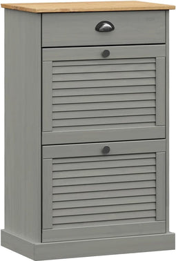 vidaXL - Schoenenkast - VIGO - 60x35x96 - cm - massief - grenenhout - grijs