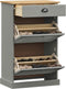 vidaXL - Schoenenkast - VIGO - 60x35x96 - cm - massief - grenenhout - grijs
