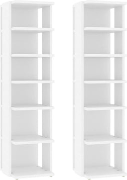 vidaXL - Schoenenkasten - 2 - st - 27,5x27x102 - cm - bewerkt - hout - wit