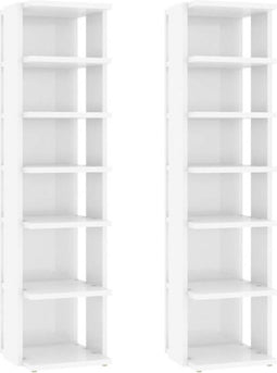 vidaXL - Schoenenkasten - 2 - st - 27,5x27x102 - cm - hoogglans - wit