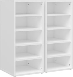 vidaXL - Schoenenkasten - 2 - st - 31,5x35x70 - cm - bewerkt - hout - wit
