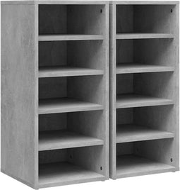 vidaXL - Schoenenkasten - 2 - st - 31,5x35x70 - cm - bewerkt - hout - betongrijs