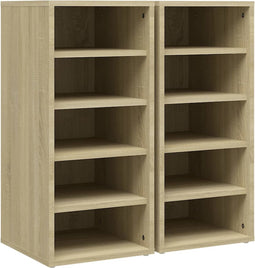 vidaXL - Schoenenkasten - 2 - st - 31,5x35x70 - cm - hout - sonoma - eikenkleur