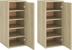 vidaXL - Schoenenkasten - 2 - st - 32x35x70 - cm - spaanplaat - sonoma - eikenkleurig