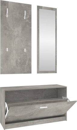 vidaXL - Schoenenkastset - 3-in-1 - bewerkt - hout - betongrijs