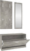 vidaXL - Schoenenkastset - 3-in-1 - bewerkt - hout - betongrijs