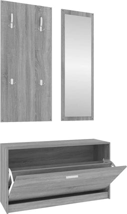 vidaXL - Schoenenkastset - 3-in-1 - bewerkt - hout - grijs - sonoma - eiken