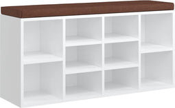 vidaXL - Schoenenrek - 103x30x48 - cm - bewerkt - hout - hoogglans - wit